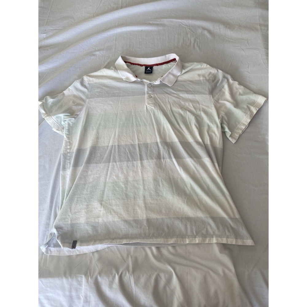 Jordan Brand Mens 3XL Short Sleeve Polo Shirt White Striped Logo